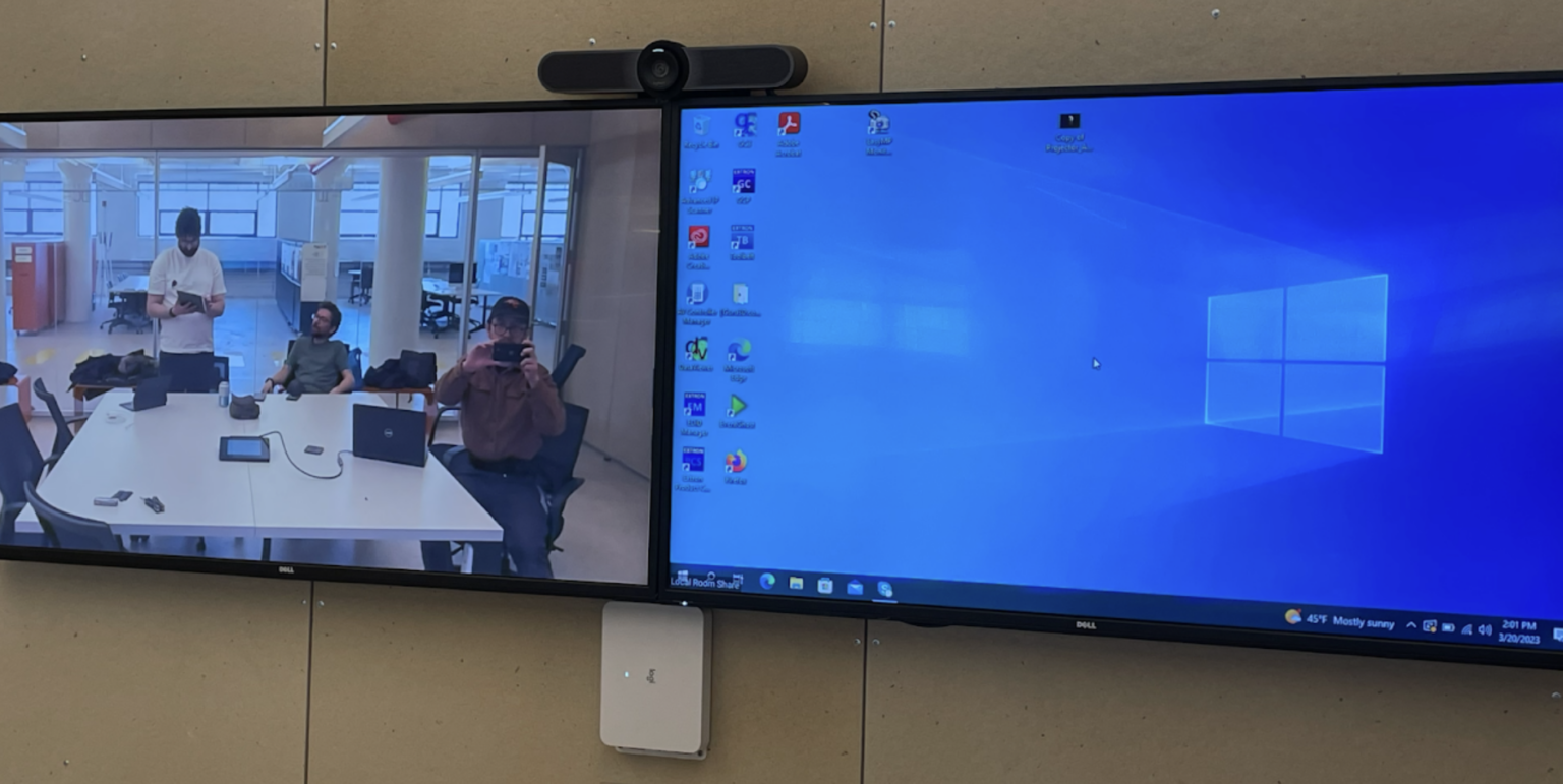 Image of the dual monitor with screen sharing setup